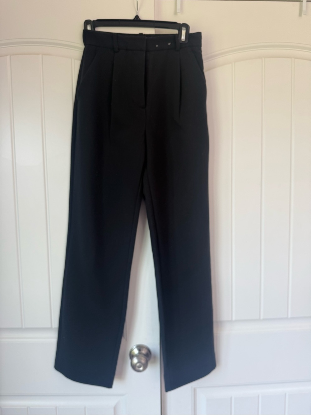 Abercrombie & Fitch Black High-Rise Straight-Leg Trousers